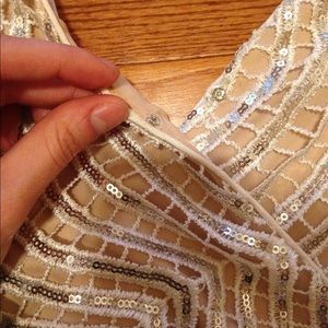 lele white and silver mini dress